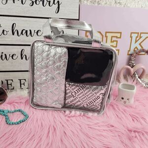 NWT {Juicy Couture} 4 Pieces Set Cosmetics Bags Black Silver NWT
